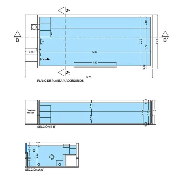 Medidas de la piscina elevada ILÚ PRO 2250