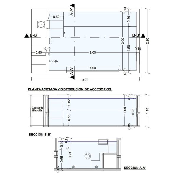 Medidas de la piscina ILÚ PRO 230