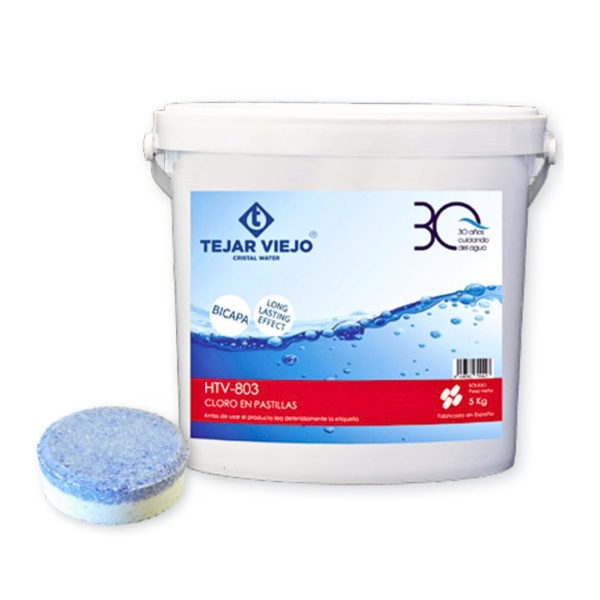 tabletas-htv-803-extraconcentrada HTV-803 Tableta Bicapa cloro multifunción 6 acciones con efecto choque y disolución lenta