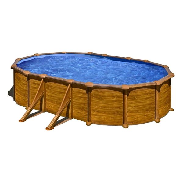 Piscina Sicilia imitación madera ovalada