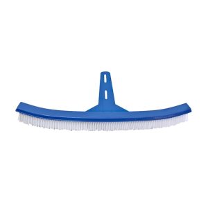 Cepillo azul curvo para piscina con fijación de palomilla