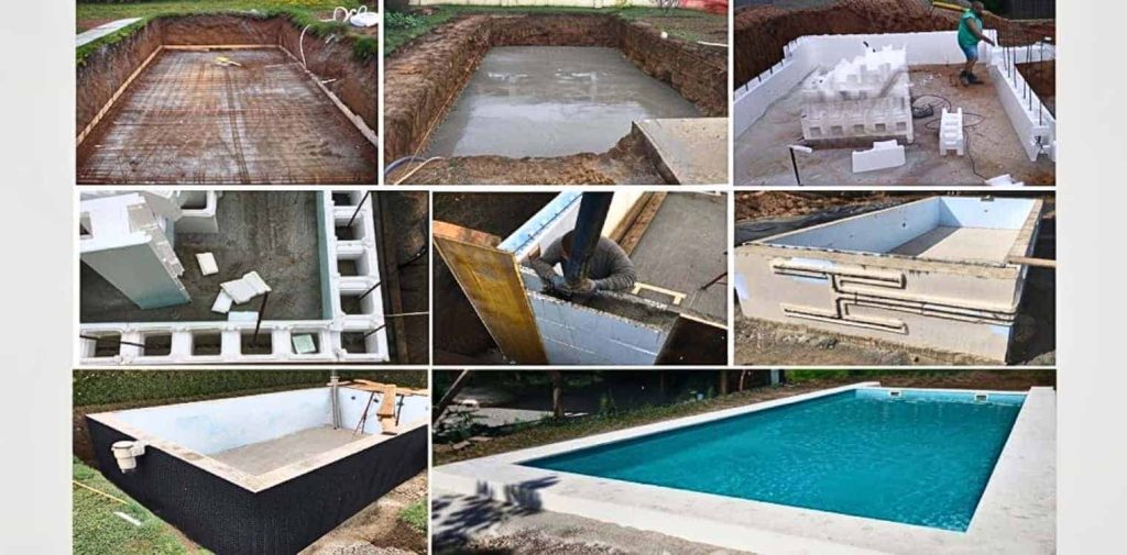 Construcción de una piscina en kit de bloques EPS