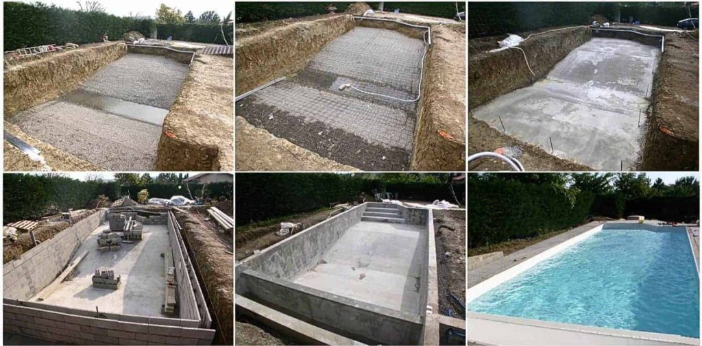 Construcción de una piscina en kit de bloques de hormigón de Aqus