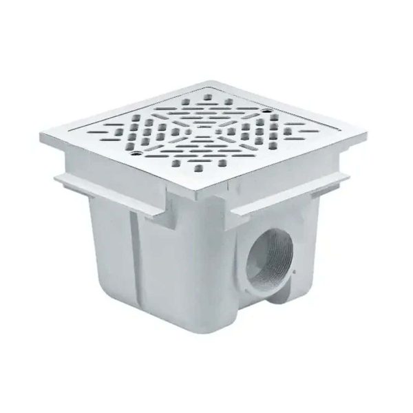Sumidero Cuadrado 210 x 210 mm con Rejilla ABS para Piscina de Hormigón